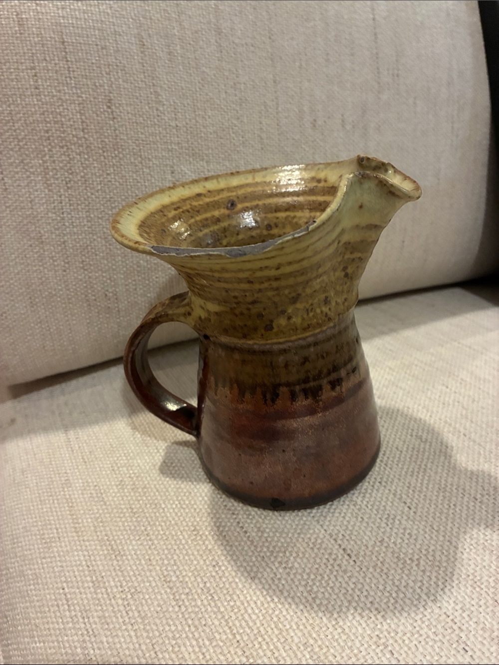 Vintage Studio Ceramic Pitcher - Green and Brown Glaze